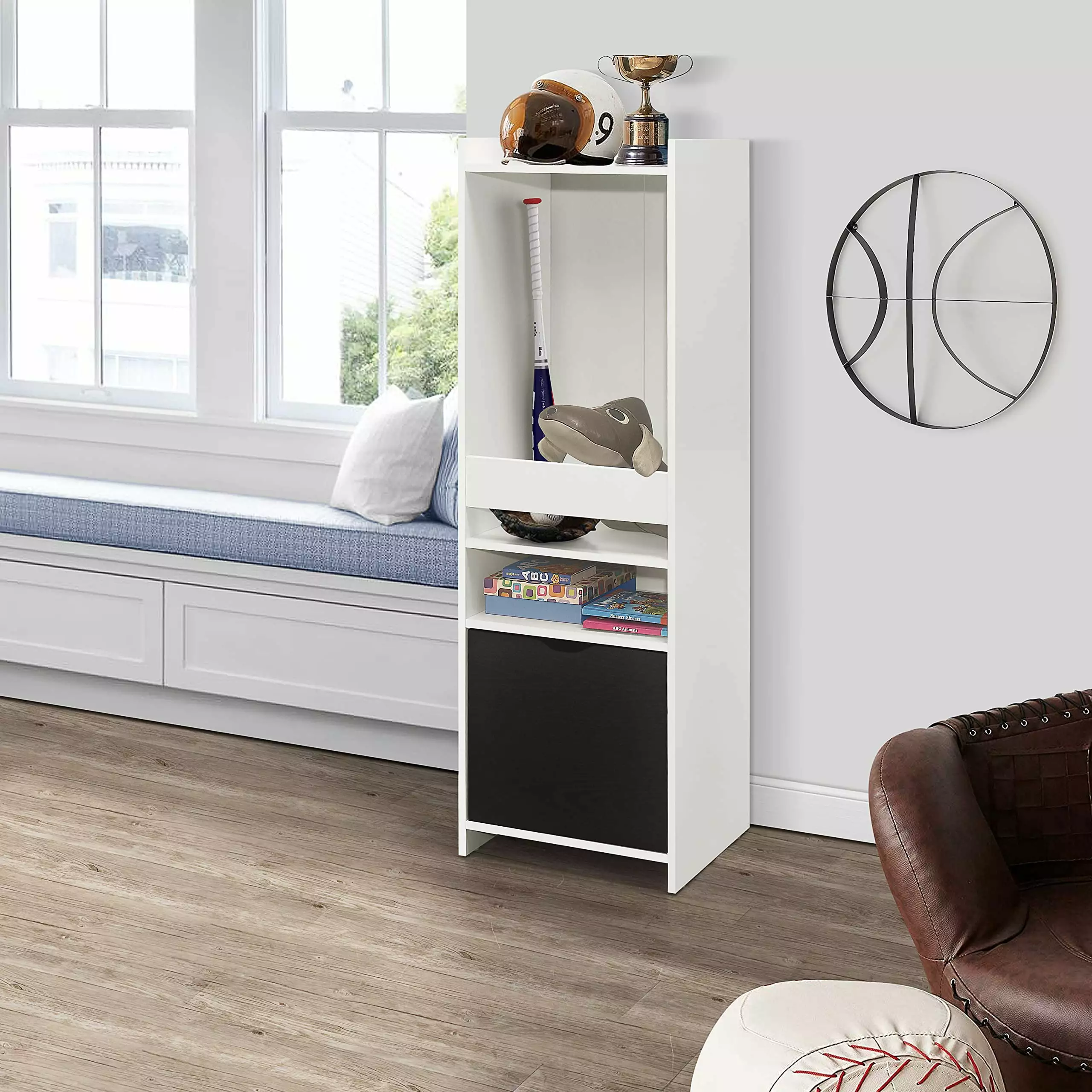 Kings Brand Furniture 3 Shelf Kids Bookcase Drawer White Black Playroom Organizer