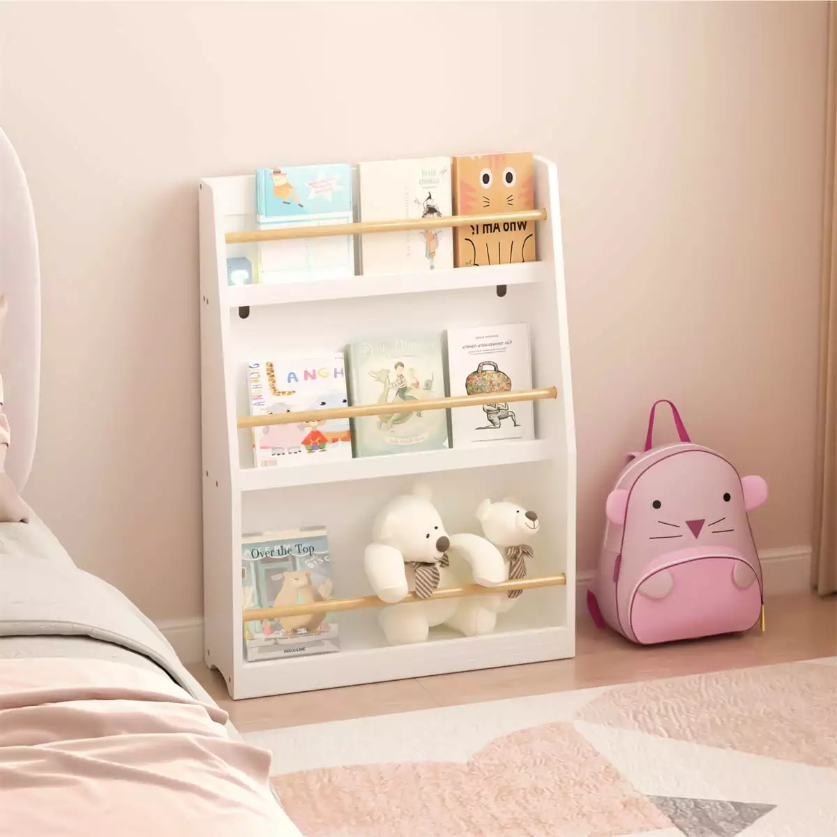 3 Tier Kids Book Shelf Book Rack Arranger Bedrooms Playrooms Classrooms LULEEYANG