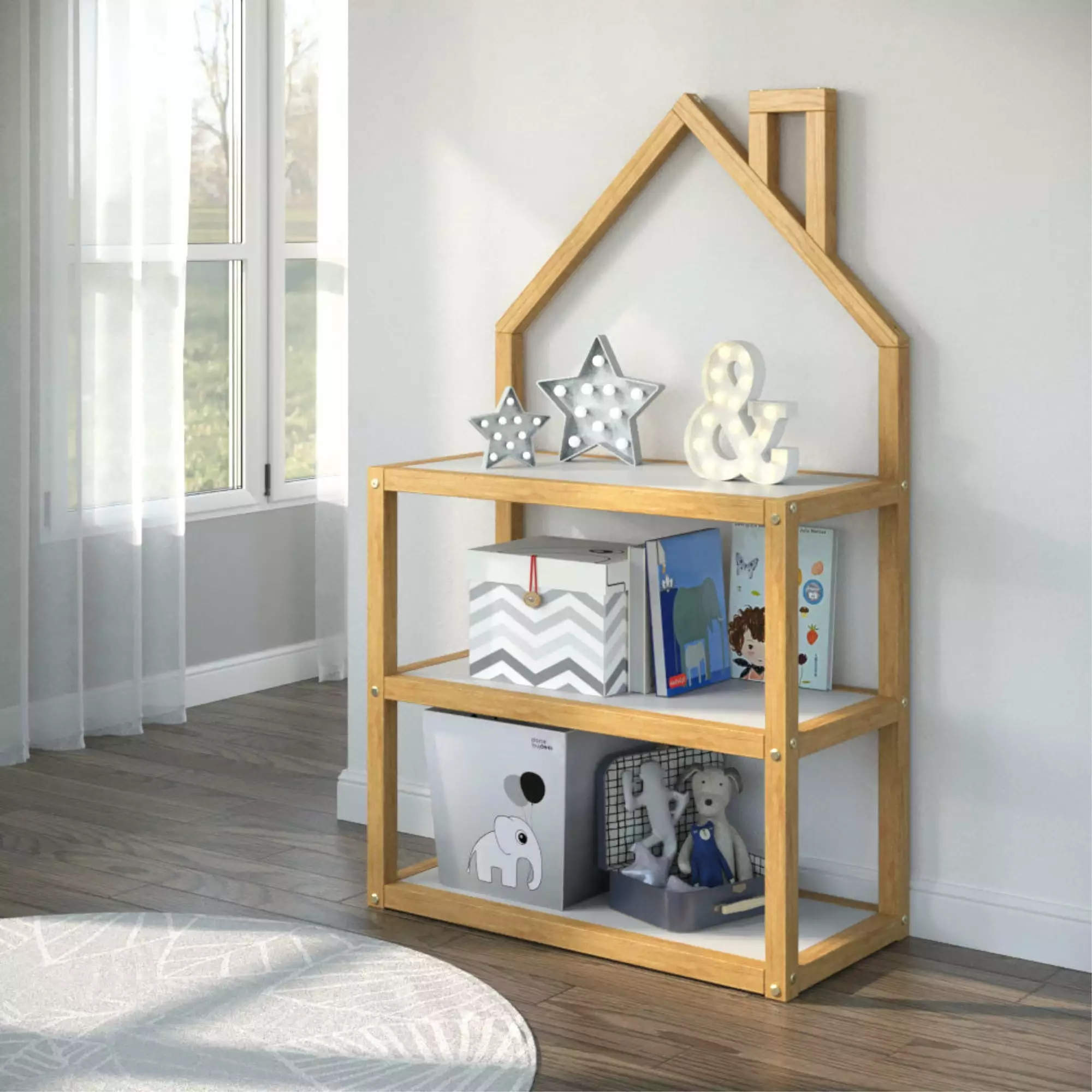 P'kolino Kids Casita Bookshelf Bedroom and Playroom Children's Book Storage