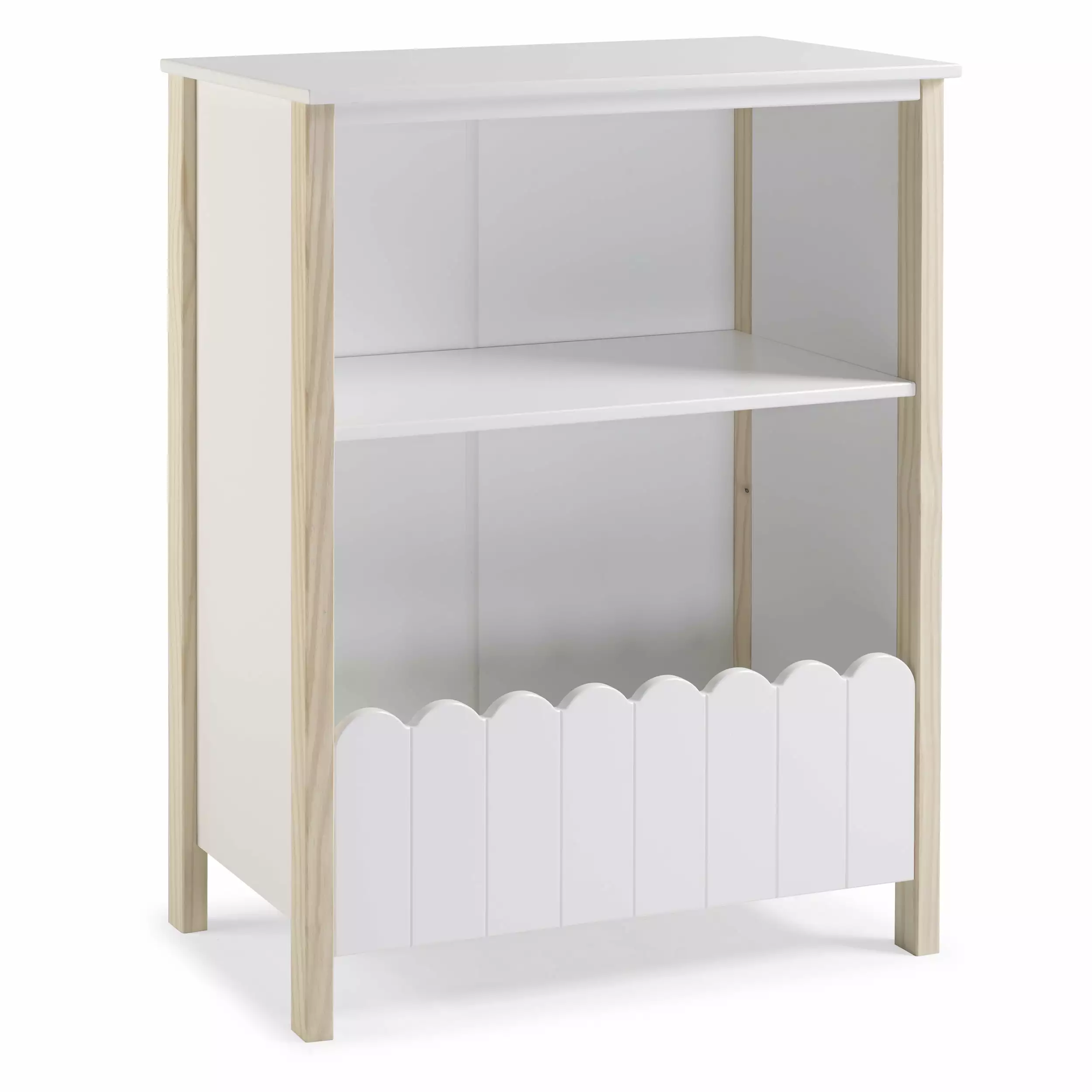 Allyson Single Bin Kid's Bookcase 2 Shelves White and Natural Powell