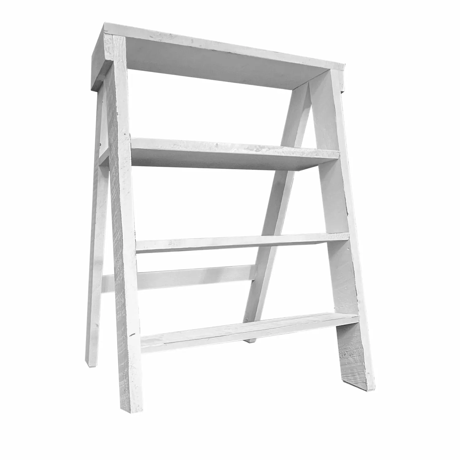 Urban Port 27 Inch Wooden Ladder Bookshelf 4 Tier Open Shelving Weathered White The Urban Port