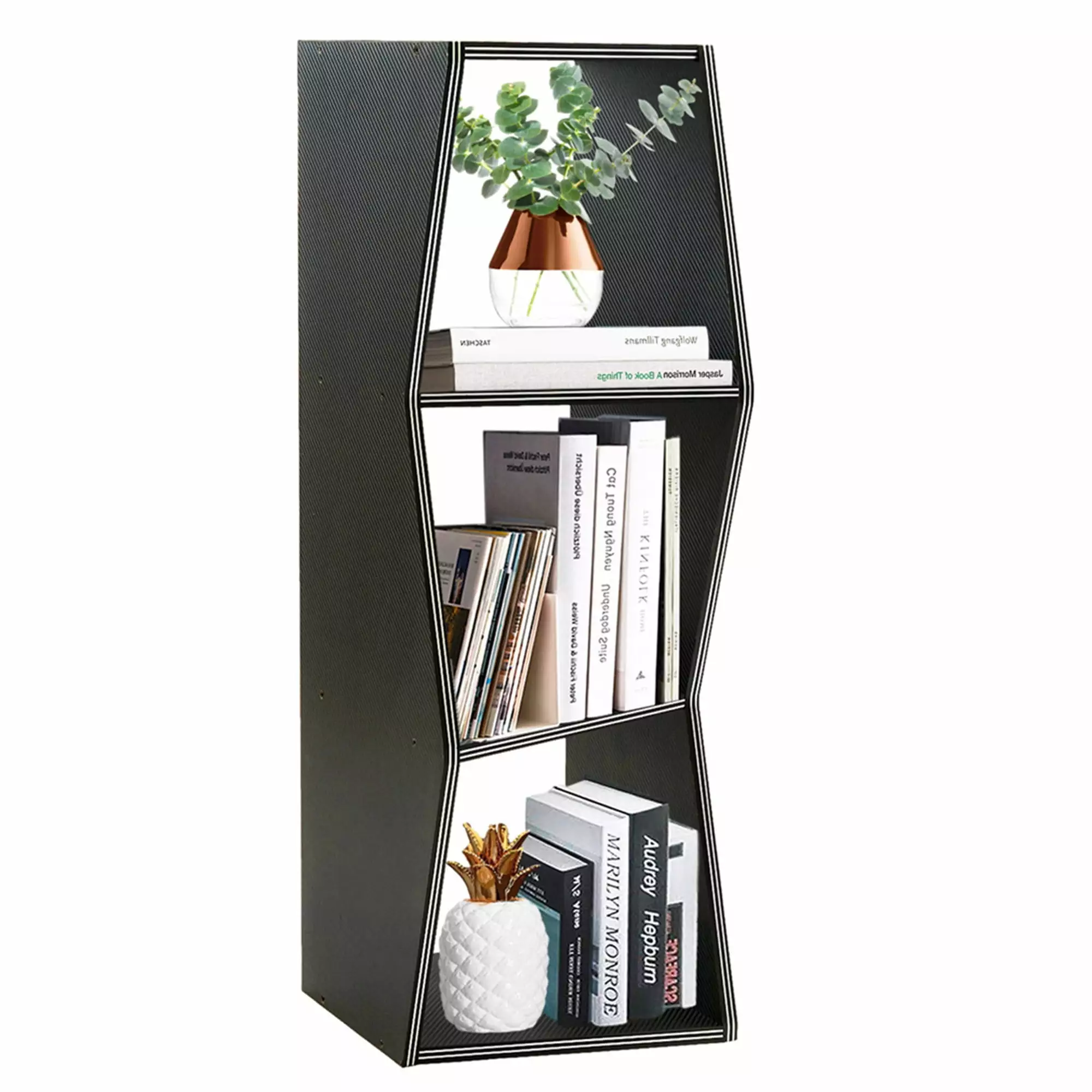 Topcobe 3-Shelf Bookcase Bookshelf Kid Wooden Shelf Storage Black