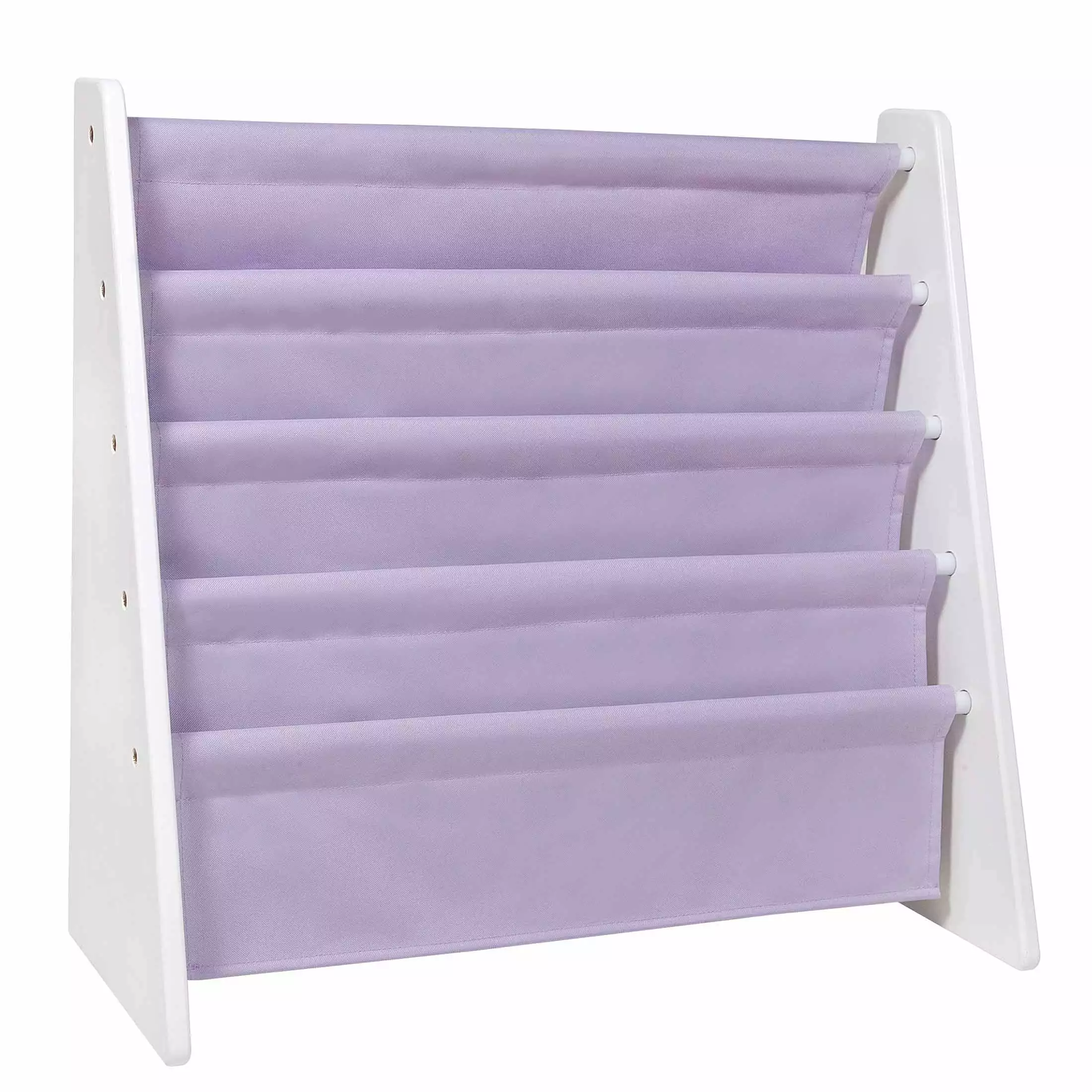 Wildkin Kids Sling Book Shelf White Lilac Fabric Book Organizer Nursery Bedroom