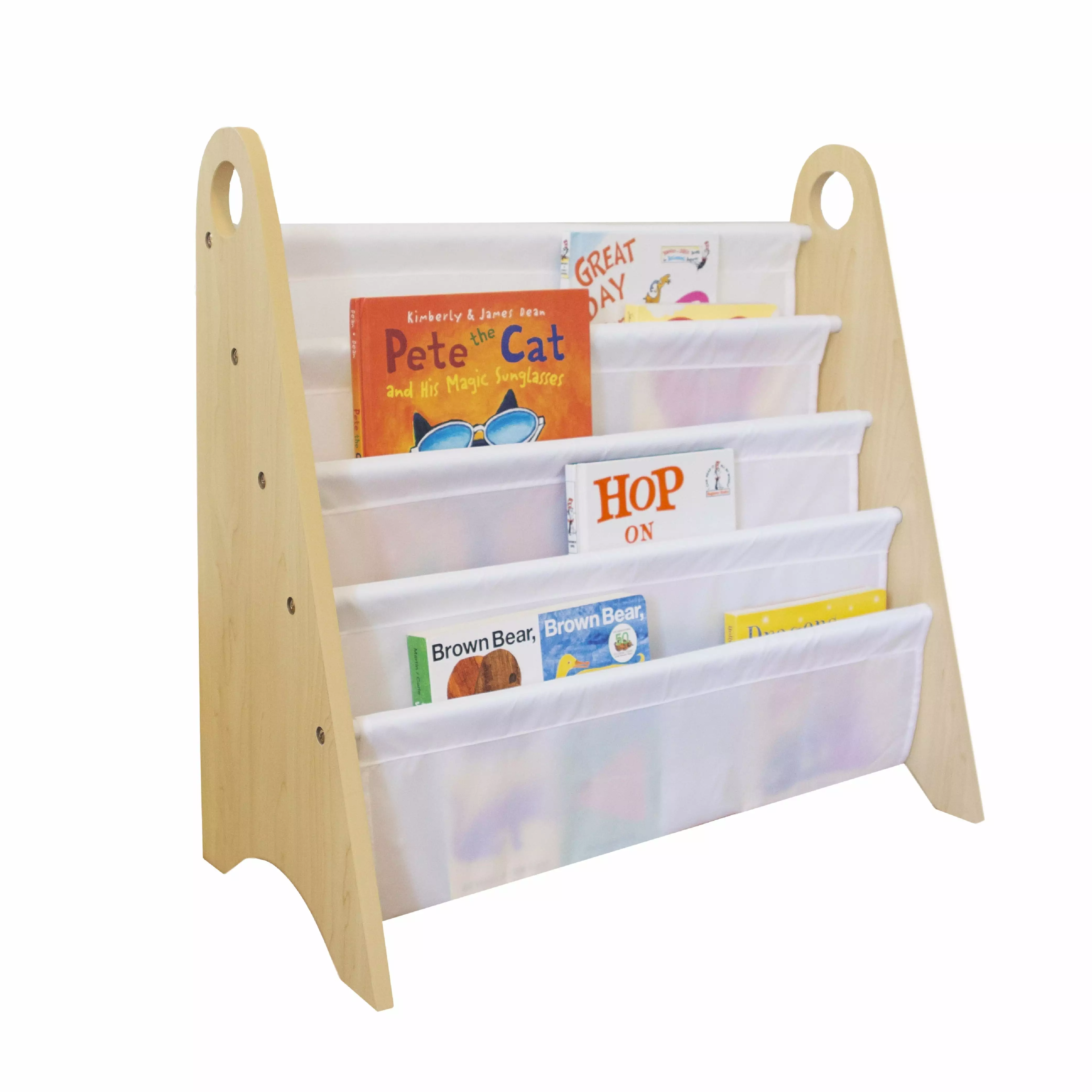 Wildkin Modern Sling Bookshelf Natural White Fabric Kids Room