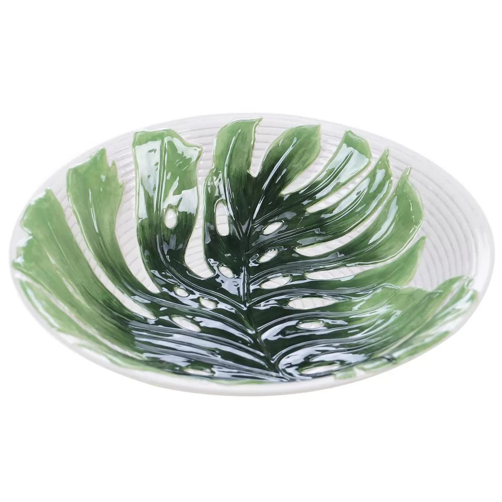 Certified International 96 oz 3D Embossed Palm Leaves Serving Bowl