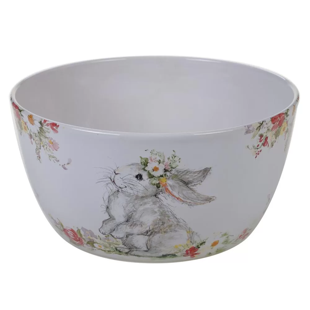 Certified International Sweet Bunny 10.75 Inch Multicolored Earthenware Deep Bowl Serving