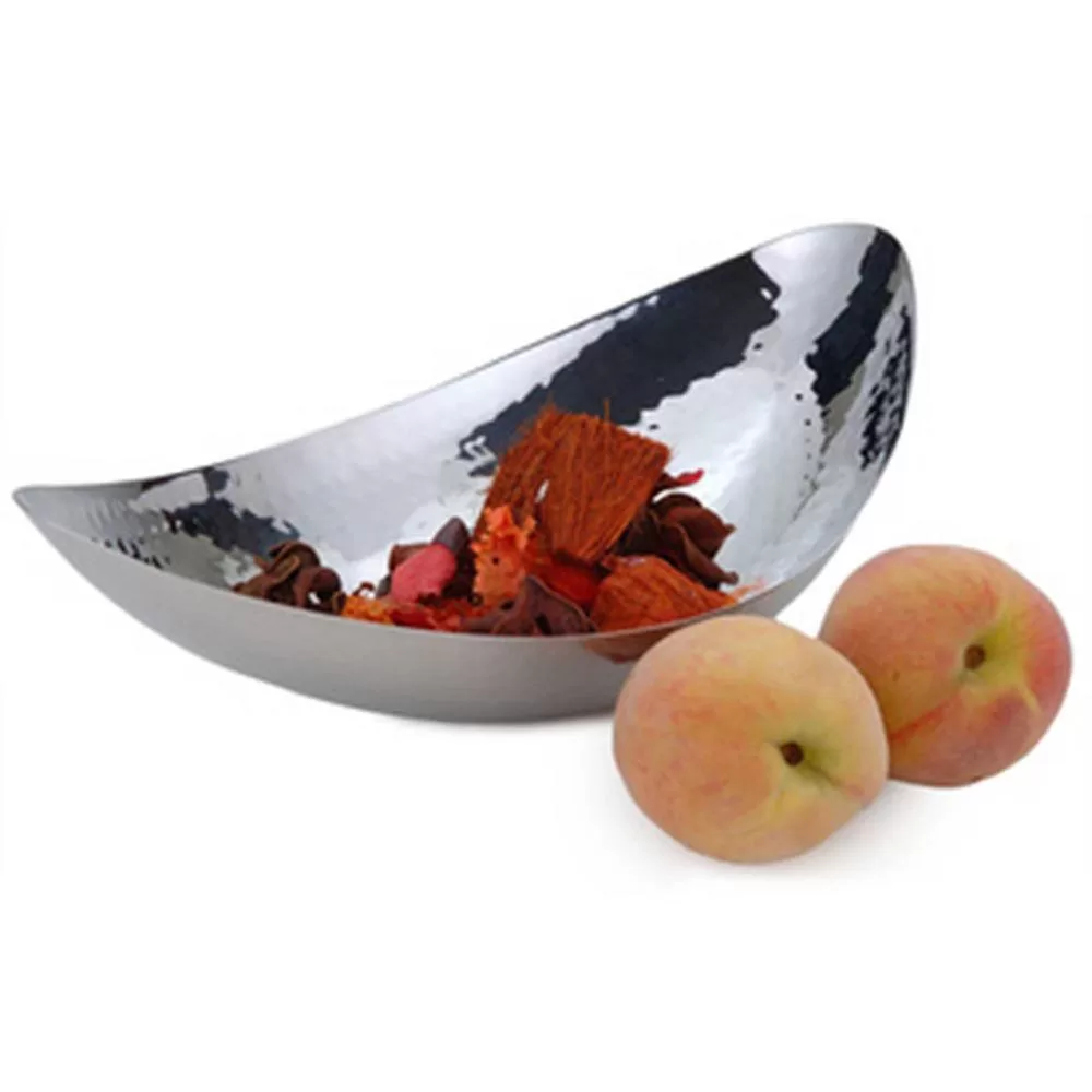 Heim Concept 15.5 Inch Stainless Steel Oval Bowl Hammered Finish Kitchen Serving Bowl