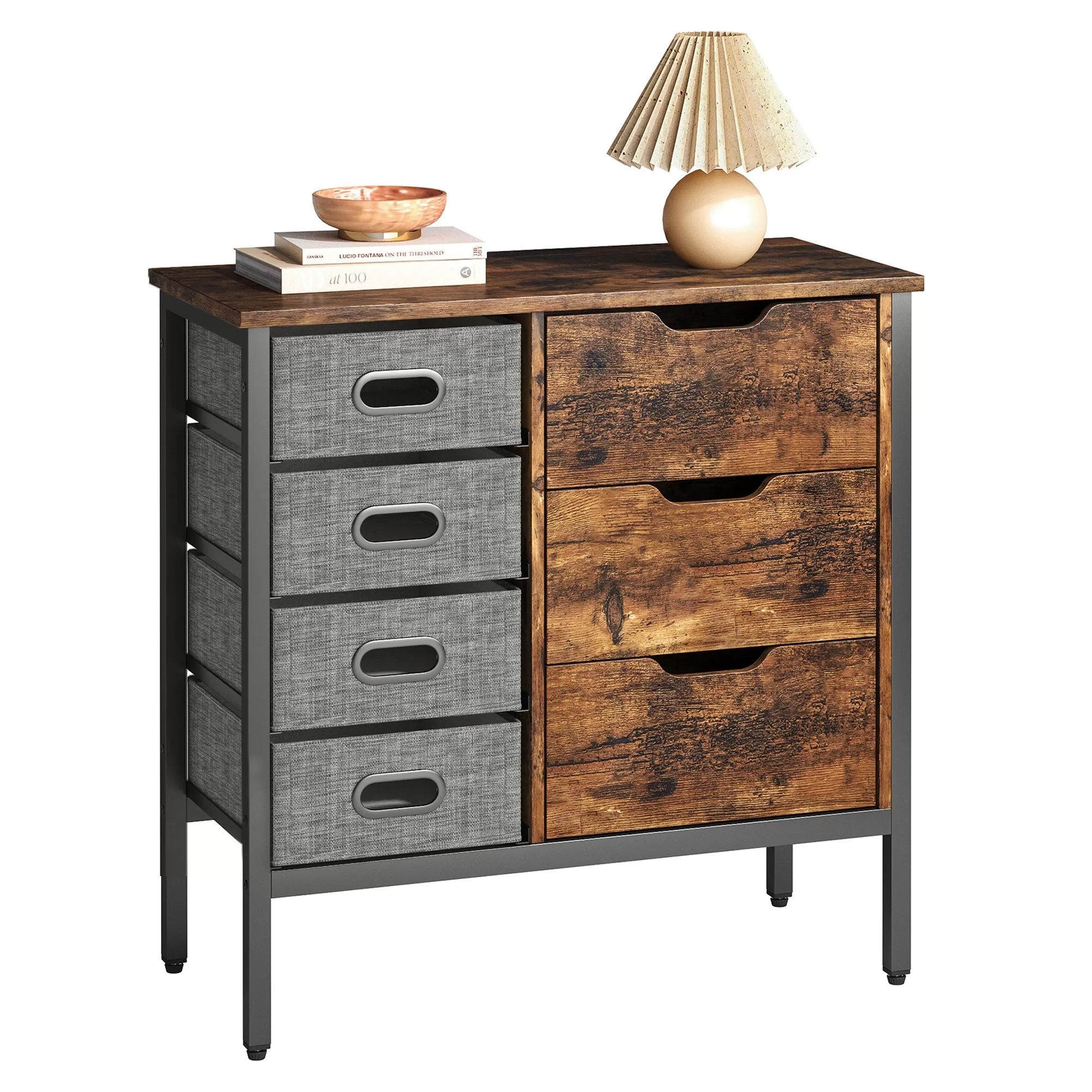 Bestier Buffet Hallway & Living Room Storage Cabinet 7 Drawers, Rustic Brown