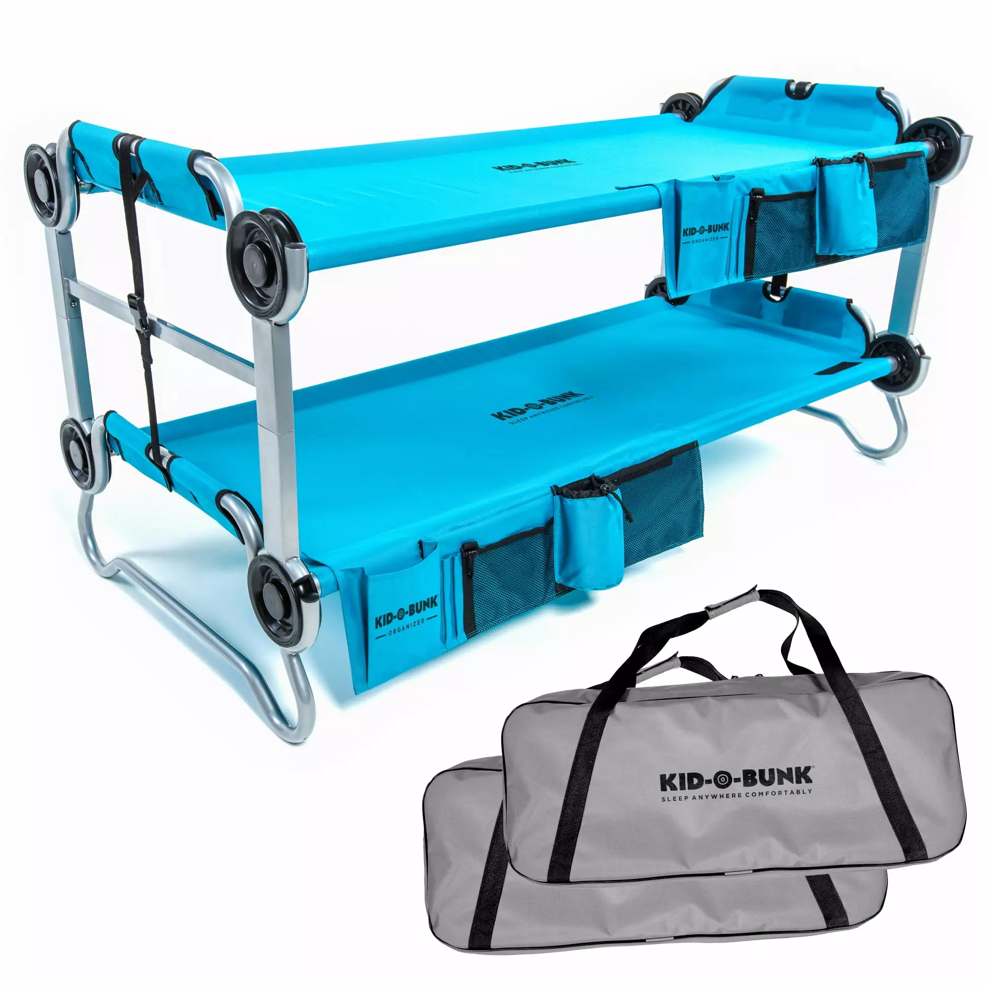 Disc-O-Bed KID-O-BUNK - Teal Blue Bunk Bed Kids - Portable and Durable