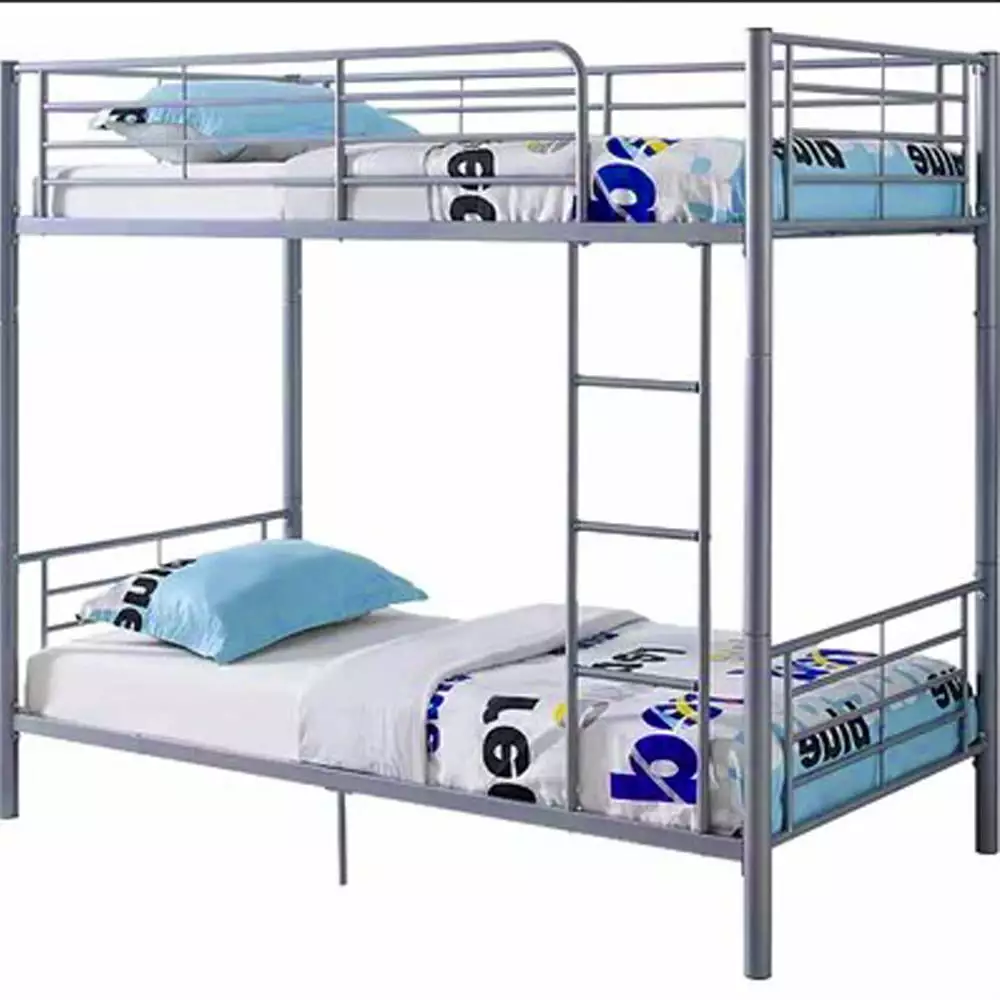Ktaxon Twin over Twin Metal Bunk Bed Sturdy Frame and Metal Slats Bedroom Gray