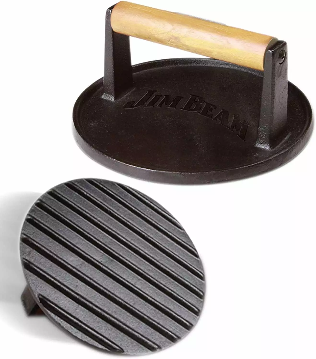 Jim Beam JB0158 Cast Iron Burger Press Wood Handle Perfect Burgers Petra Industries