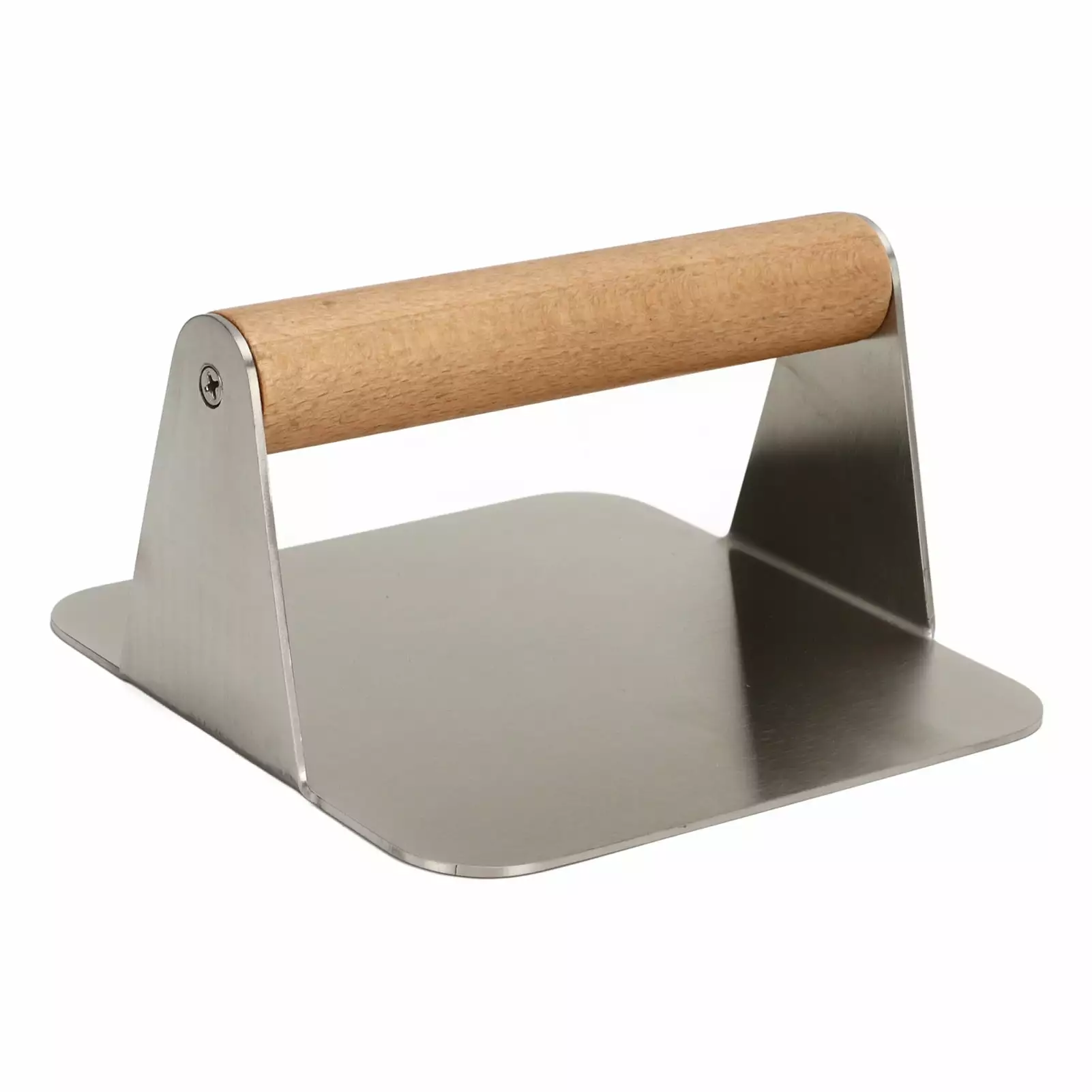 Tianlan 304 Stainless Steel Square Burger Smasher Wooden Handle Rice Roll Cutlet