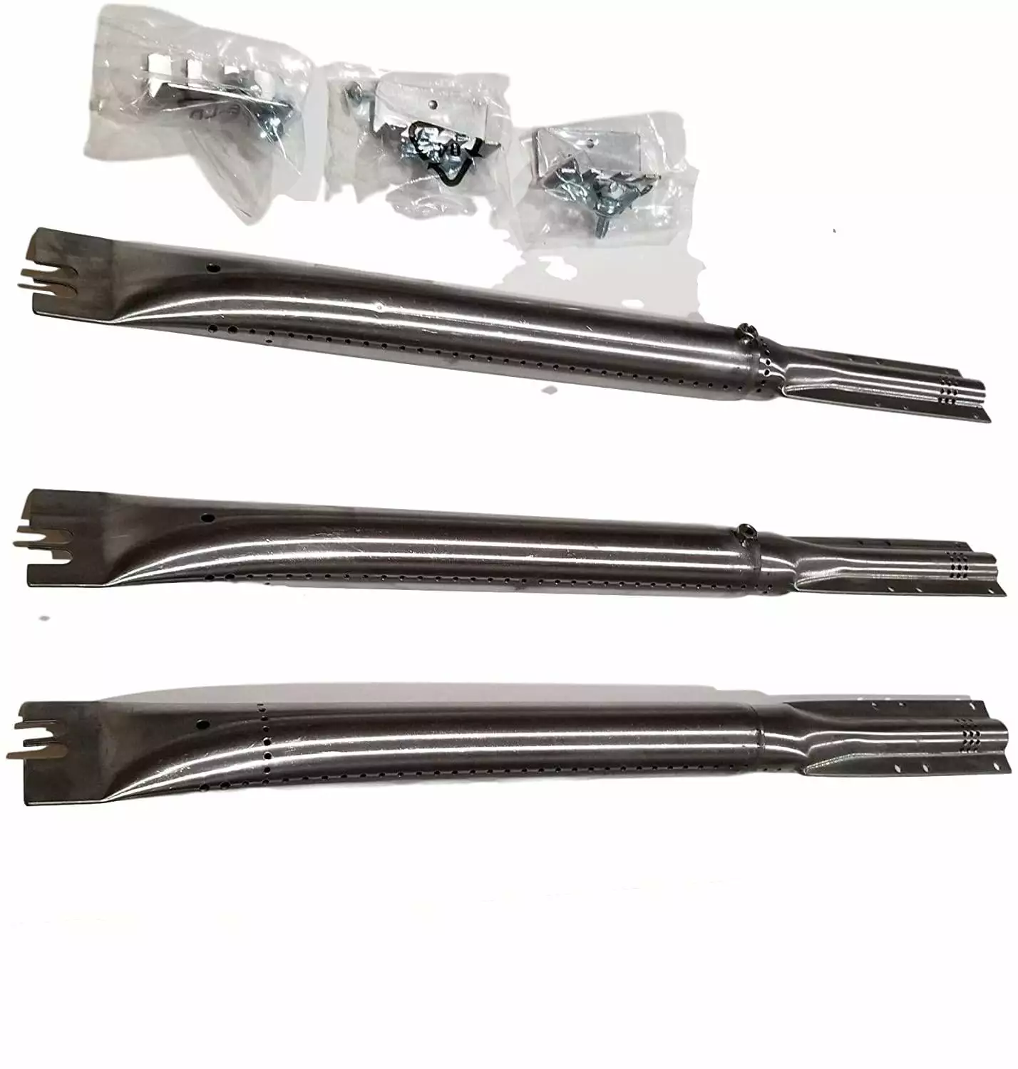 Universal Adjustable Length Stainless Steel Tube Burners Replacement BBQ Gas Grills 14-17.5 Inch 3 Pack Quickflame