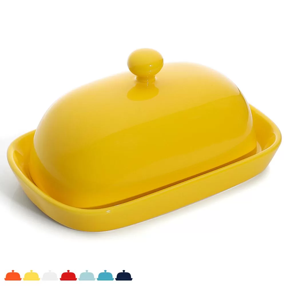 Sweese Porcelain Cute Yellow Butter Dish Lid Set 1