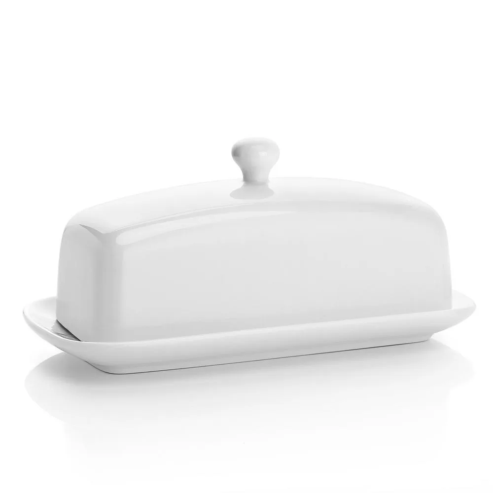 Sweese 4 oz White Porcelain Butter Dish Set 1 East West Coast Butter