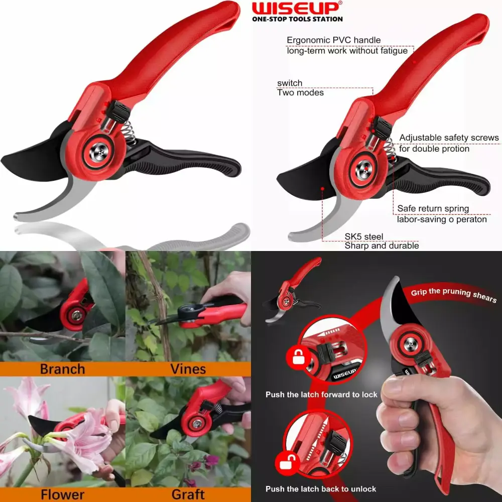 Ergonomic Pruning Shears Sharp SK5 Steel Blades Cozy Grip High-Quality Garden Tool Precision Cutting