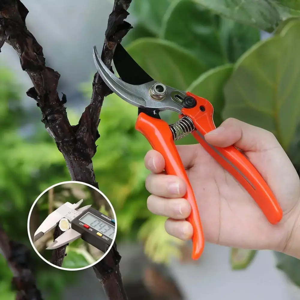 Heavy Duty Professional 8 Inch Garden Pruning Shears Men and Women - Bypass Scissors Tough Carbon Steel Blades - Perfect P...