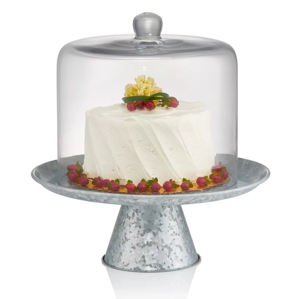Artland 8 Inch Cake Dome Galvanized Stand 10 Inch High