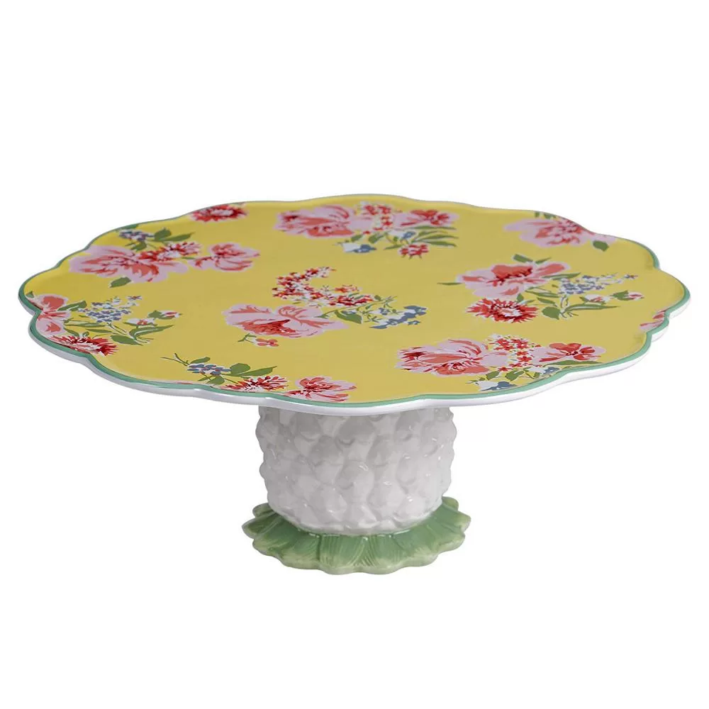 Certified International English Garden 12 Inch Multicolored Cake Stand