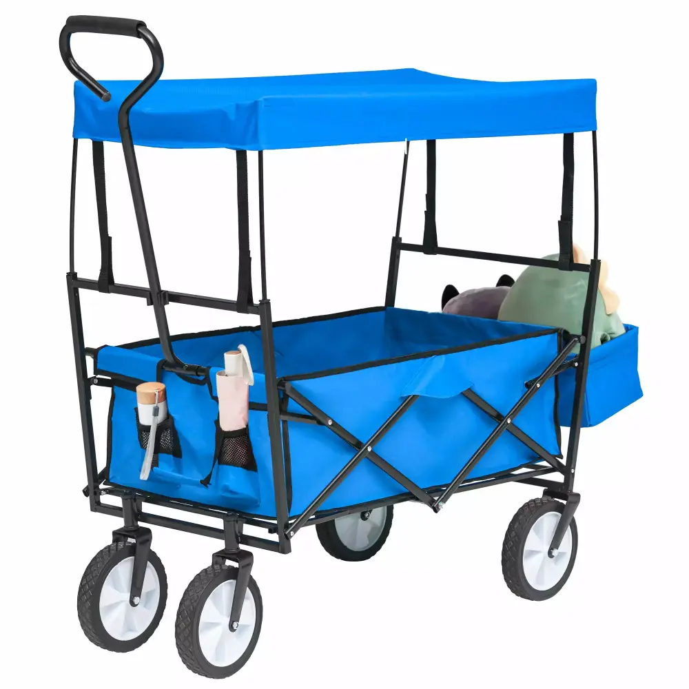 Collapsible Wagon Folding Garden Cart Canopy Camping and Beach