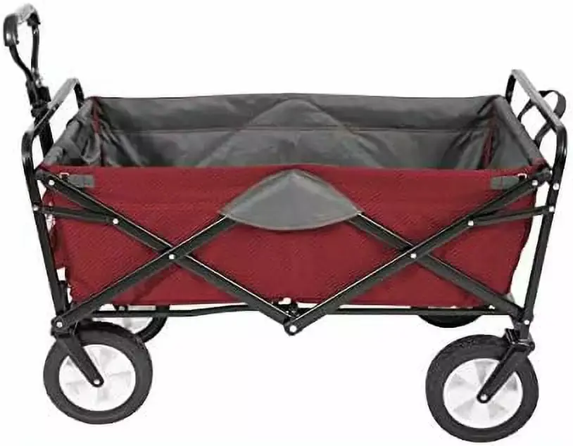 Classic Collapsible Folding Outdoor Utility Wagon Groceries Gardening Camping and Tailgating Wine and Gray