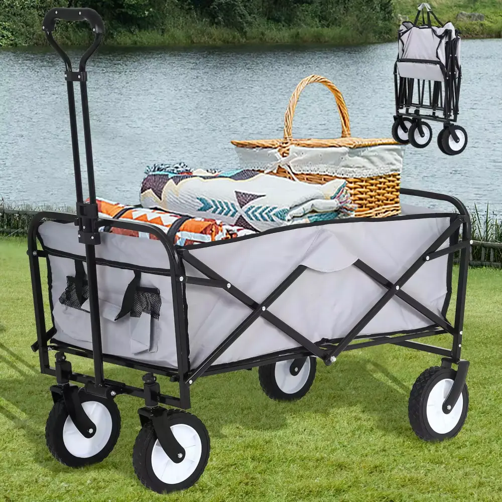 CL.HPAHKL Collapsible Wagon Foldable Wagon Garden Cart Heavy Duty Utility Wagon Wheels Camping Garden Shopping Sports Outd...