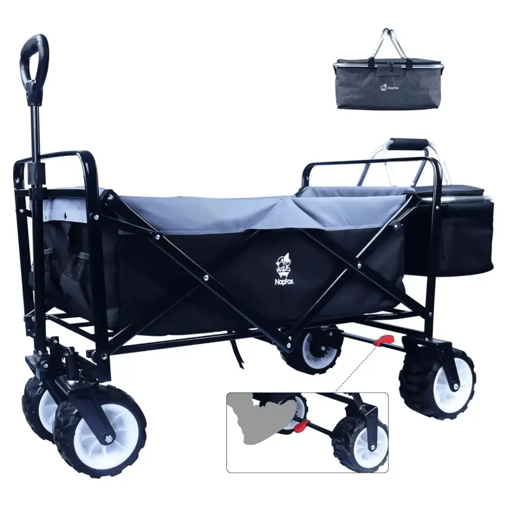 DFITO Collapsible Wagon Cart Removable Canopy and Cooler Bag Outdoor Camping and Garden