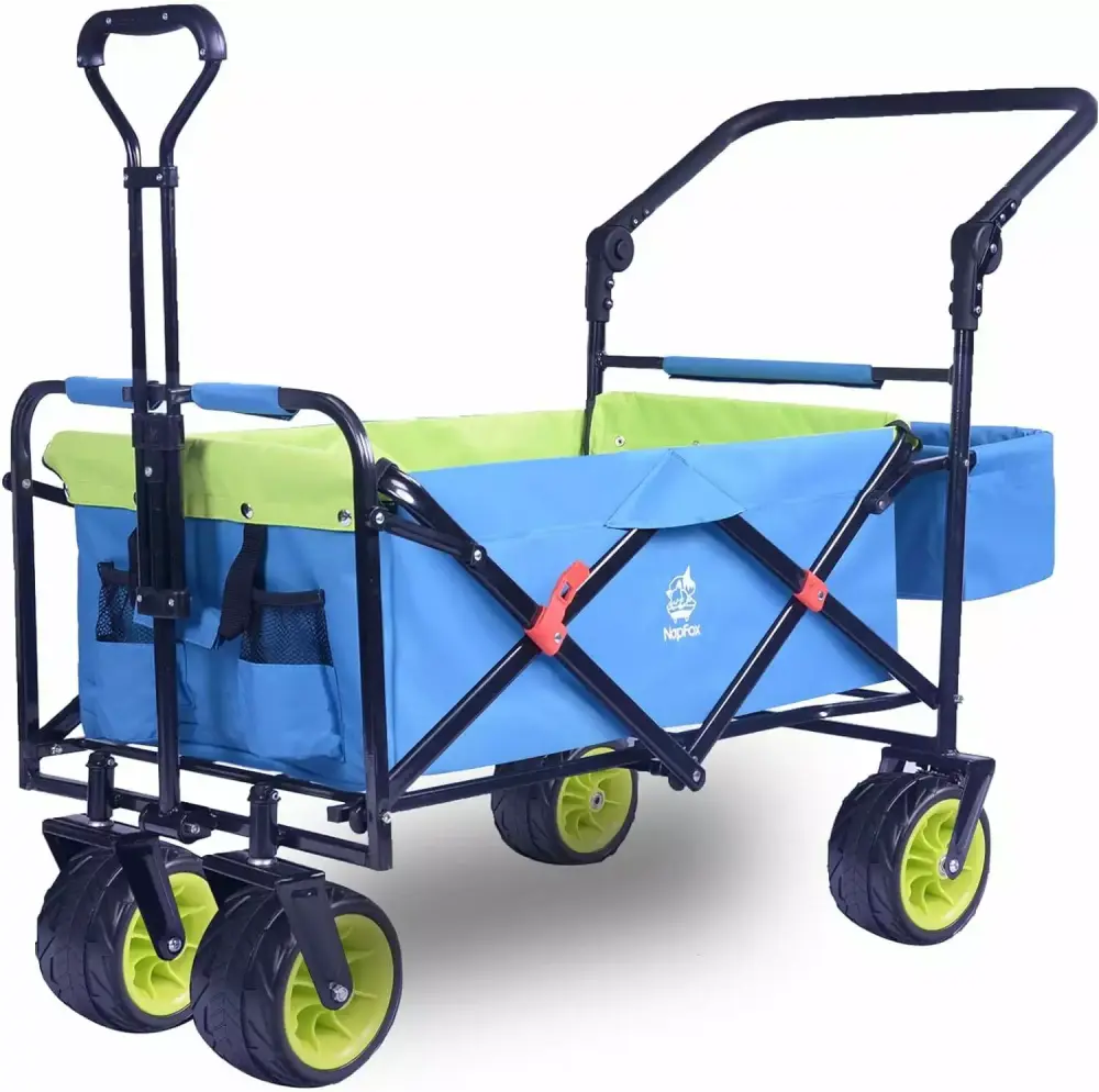 Kepeak Collapsible Heavy Duty Beach Wagon Cart Fat Wheels and Rear Storage Garden Camping and Grocery