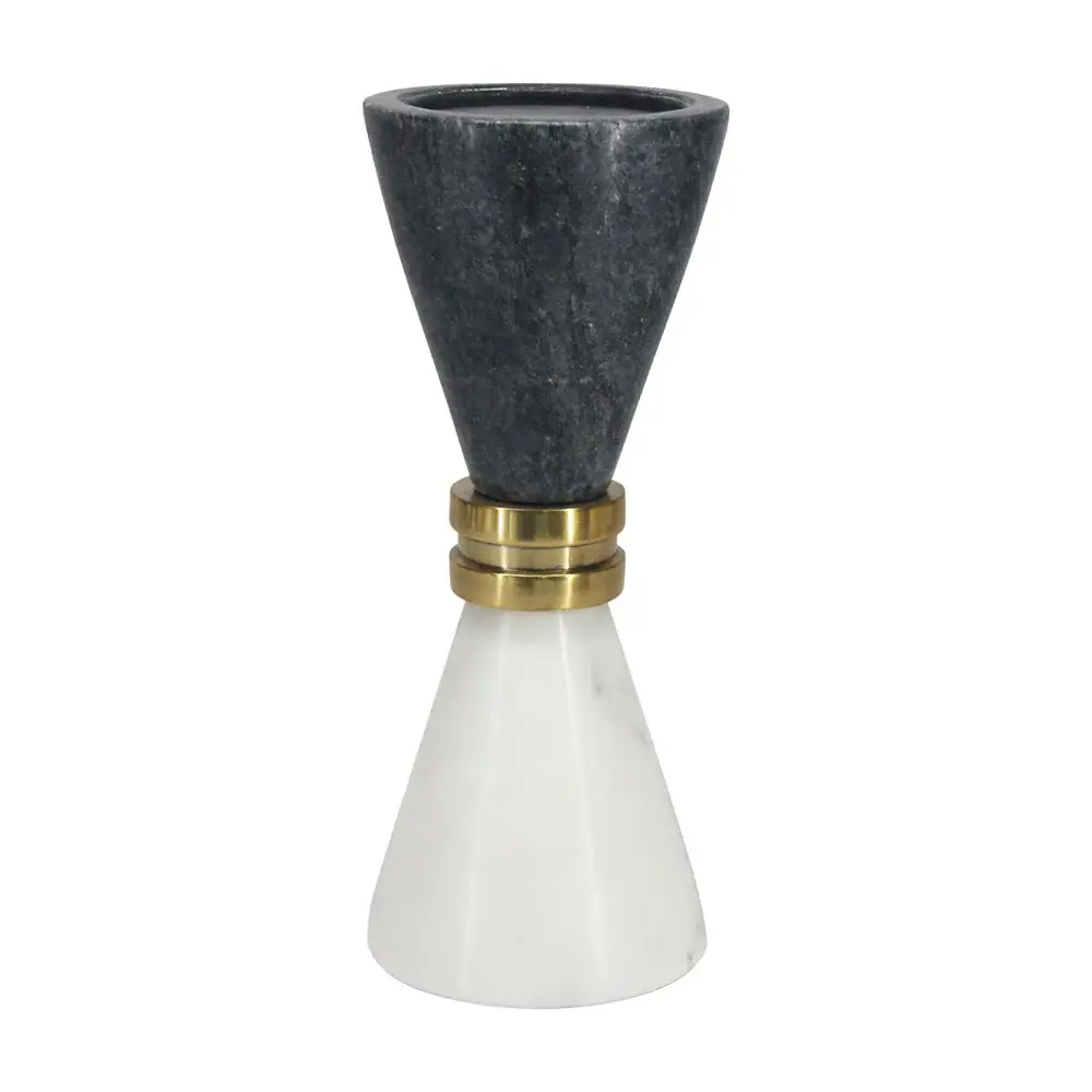 Marble Candle Holder - Charcoal on White