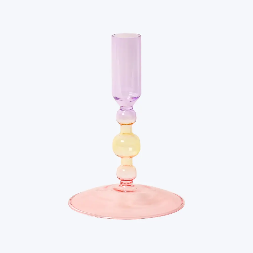 Three-Tone Color fade Ornamental Glass Candlestick