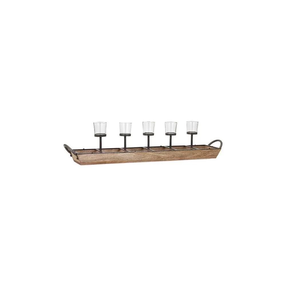IMAX Shay 7 . Natural Wood Candle Holder