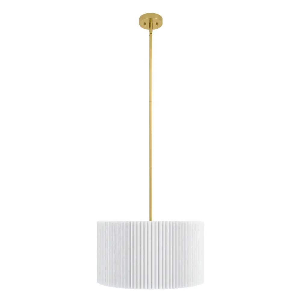 4-light Electroplating Brass Pearl Linen Shade Drum Chandelier Dining Room #28030