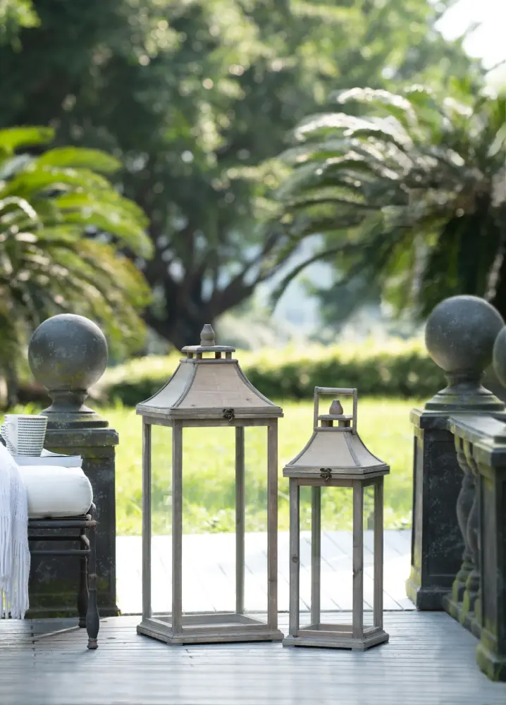 Candle Lantern Decorative, Hurricane Lantern Holder Decor Indoor Outdoor, Home Garden Wedding - Ivory