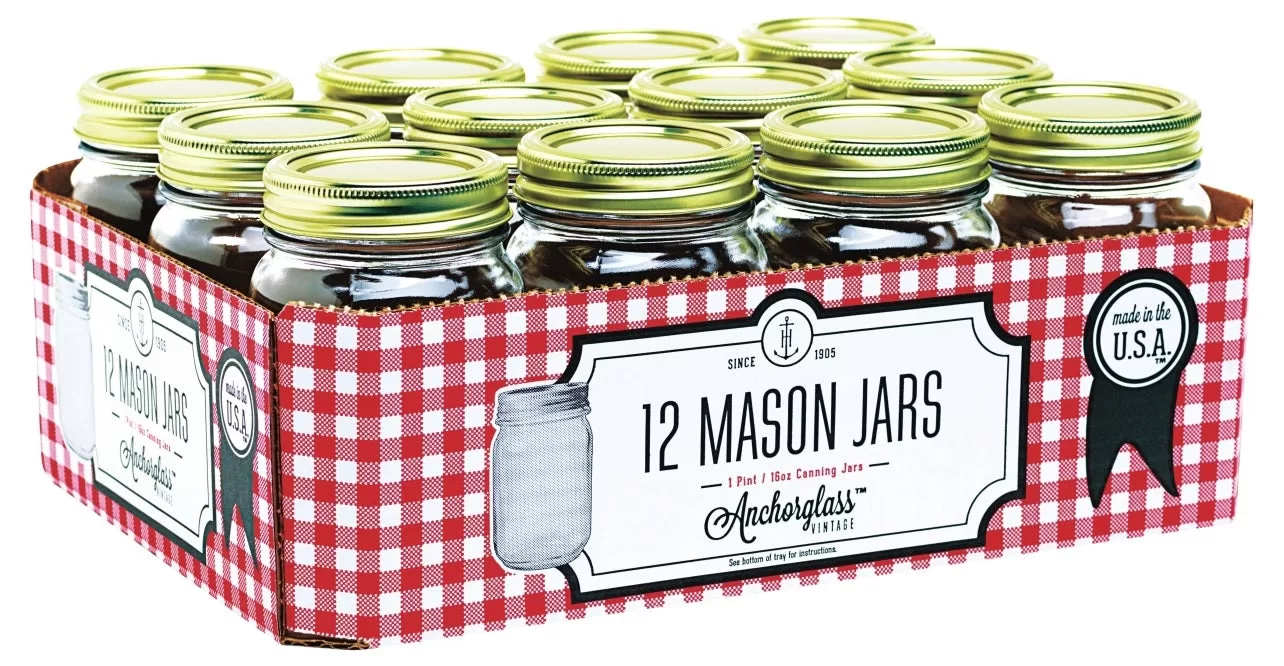 Anchor Hocking 10985 1 Pint Regular Mouth Canning Jar 12 Pack Preserving