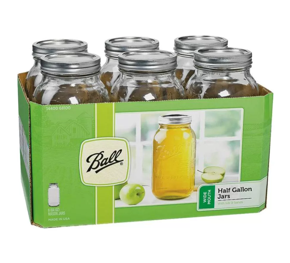 Ball 68100ZFP Wide Mouth Mason Canning Jar Half Gallon Glass Container