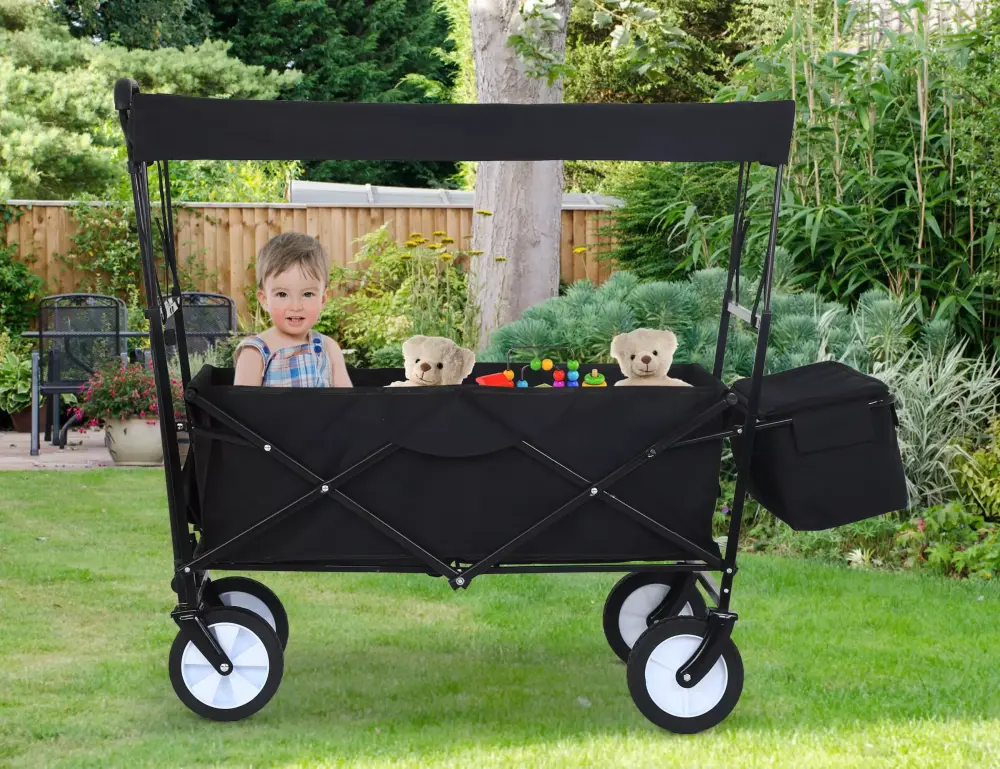 Wagons Carts Heavy Duty Foldable Large Capacity Collapsible Wagon Removable Canopy and Cooler Bag