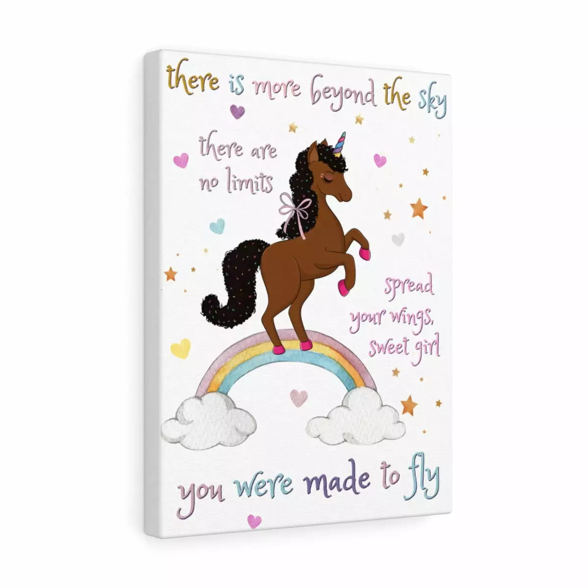 Canvas Black Unicorn African-American Wall Decor Girls Room 12x16 Lynn and Jade