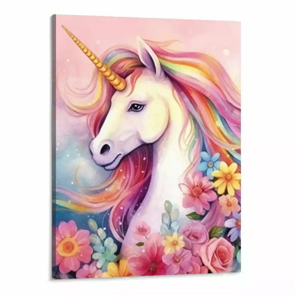 Shiartex Unicorn Wall Decor Framed Canvas Print 16x20 Inch Pink Girls Room Art