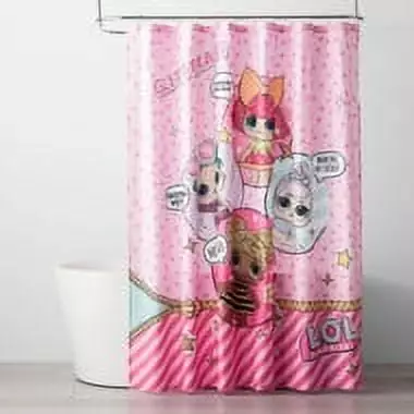 L.O.L. Surprise Glitter Pink Fabric Shower Curtain Kids Bathroom Decor Franco Manufacturing