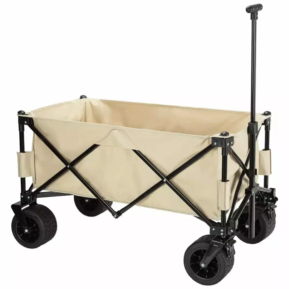 330lbs Large Capacity Collapsible Wagon Cart Heavy Duty Folding All-Terrain Wheels Sports Shopping Camping Garden Travel-f...