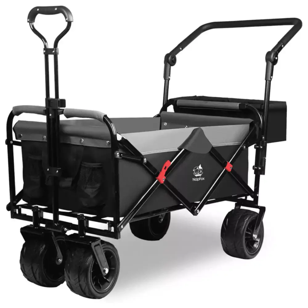 Collapsible Heavy Duty Beach Wagon Cart Fat Wheels and Rear Storage Camping Garden