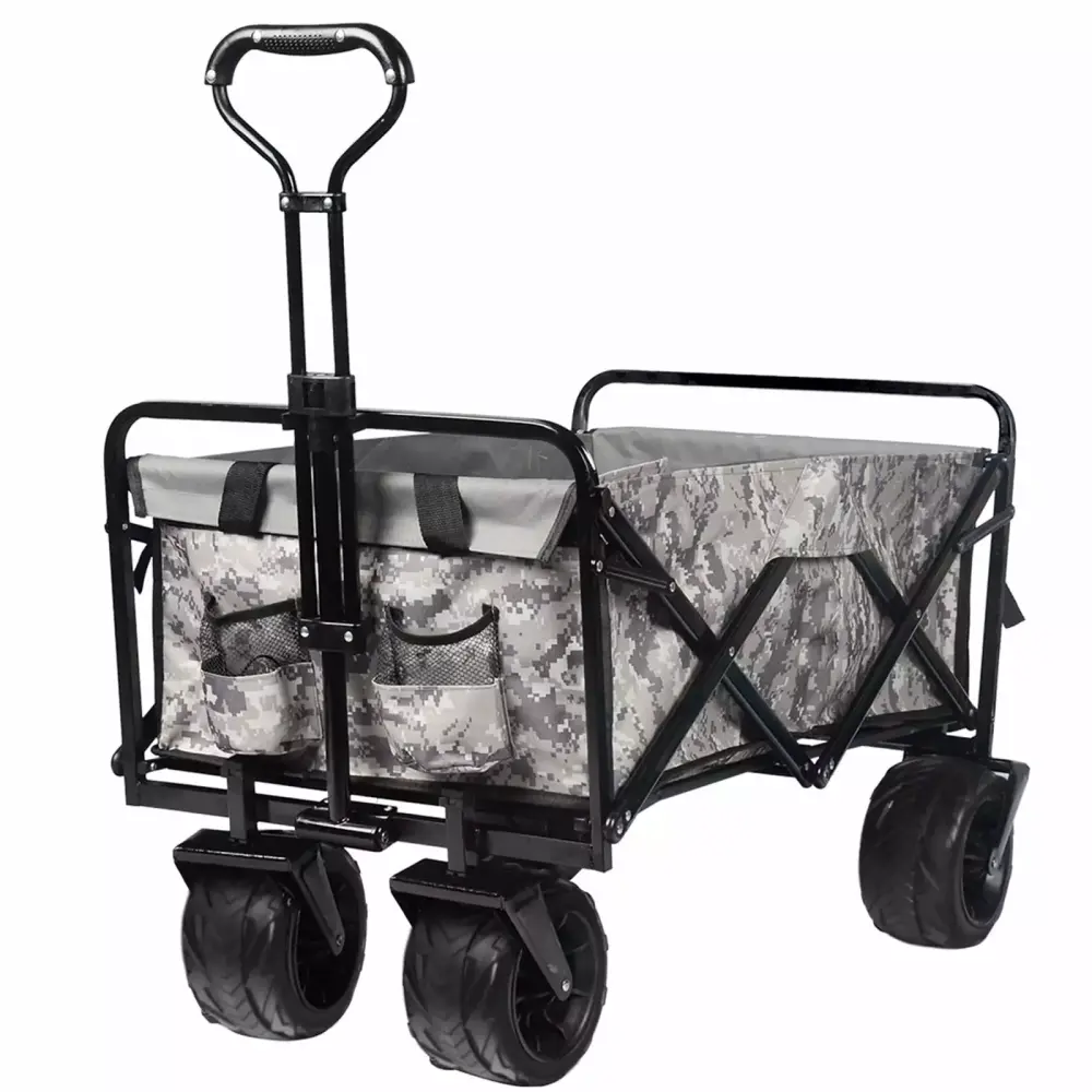 Oufan Large Collapsible Folding Wagon 220 lbs Heavy Duty Big Bucket Utility Garden Cart Oversized Wheels Sports Shopping C...