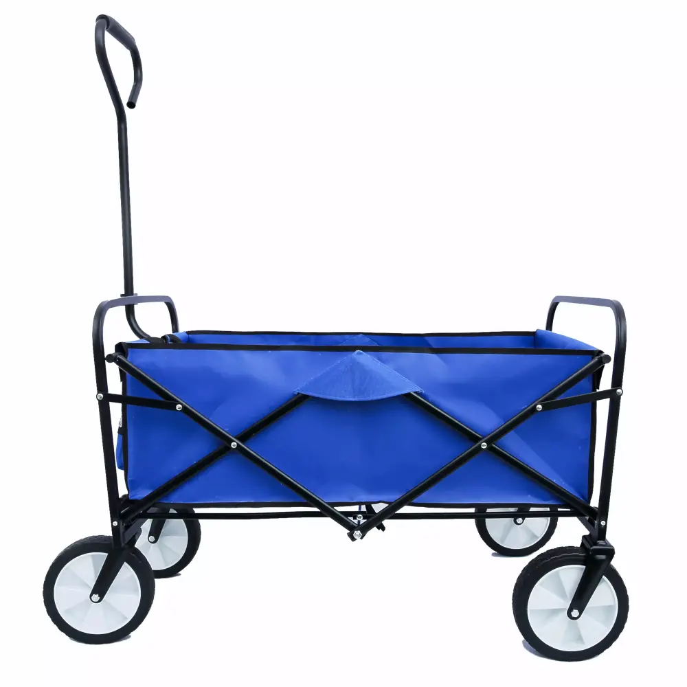 Outdoor Folding Cart Camping Shopping Garden Storage Convenience Cart Blue