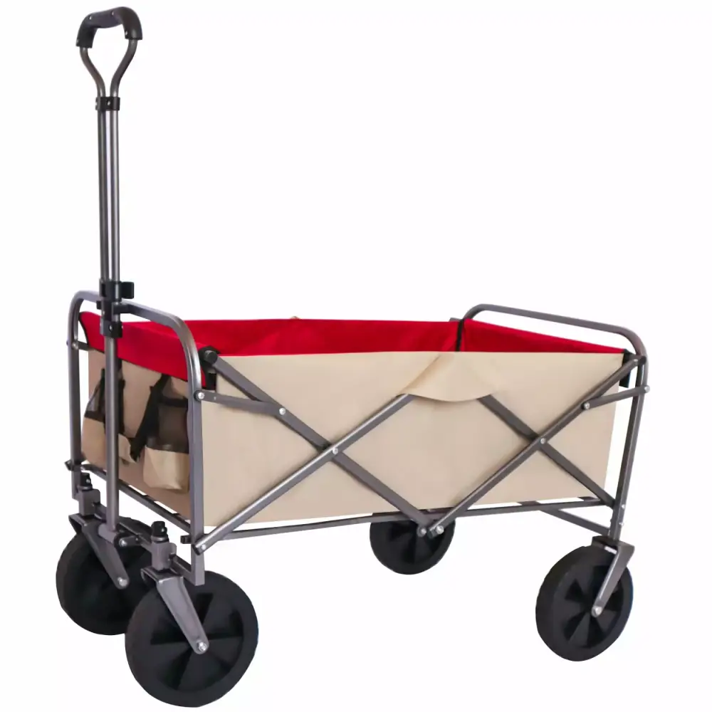 Outdoor Folding Trolley Cart Wheels Camping Foldable Wagon Adjustable Handles