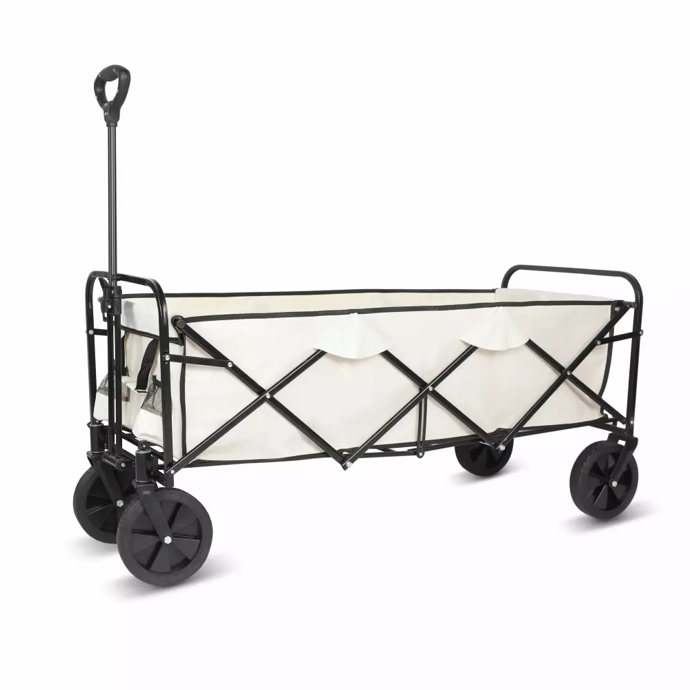 Travel-friendly Folding Wagon DFITO Heavy Duty Hand Cart 8 Wheels Adjustable Handles and Double Fabric Shopping Picnic Bea...
