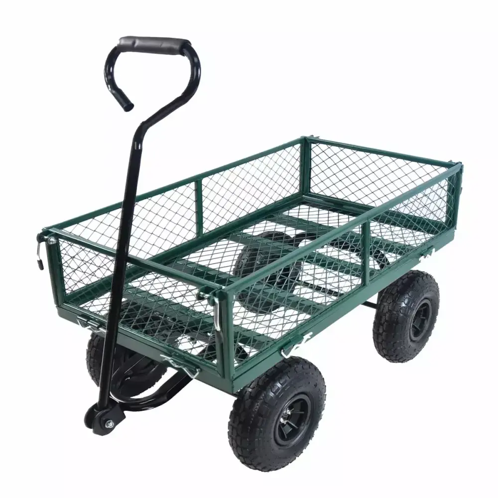 Wagon Camping Cart Heavy-Duty Steel Hand Cart Removable Four Sides Outdoor Utility Cart 180 Degree Steering Handle 10 Pneu...