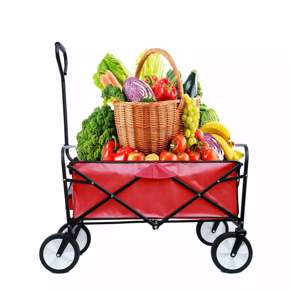 XGeek Folding Wagon Garden Shopping Beach Cart Collapsible Folding Wagon Straps Utility Cart