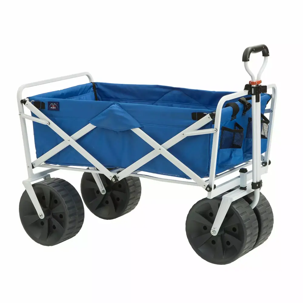Mac Sports Collapsible Folding All Terrain Outdoor Beach Utility Wagon Cart - Blue