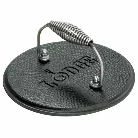 Lodge Logic LGPR3 Pre Seasoned Round Cast Iron Grill Press 7 OD