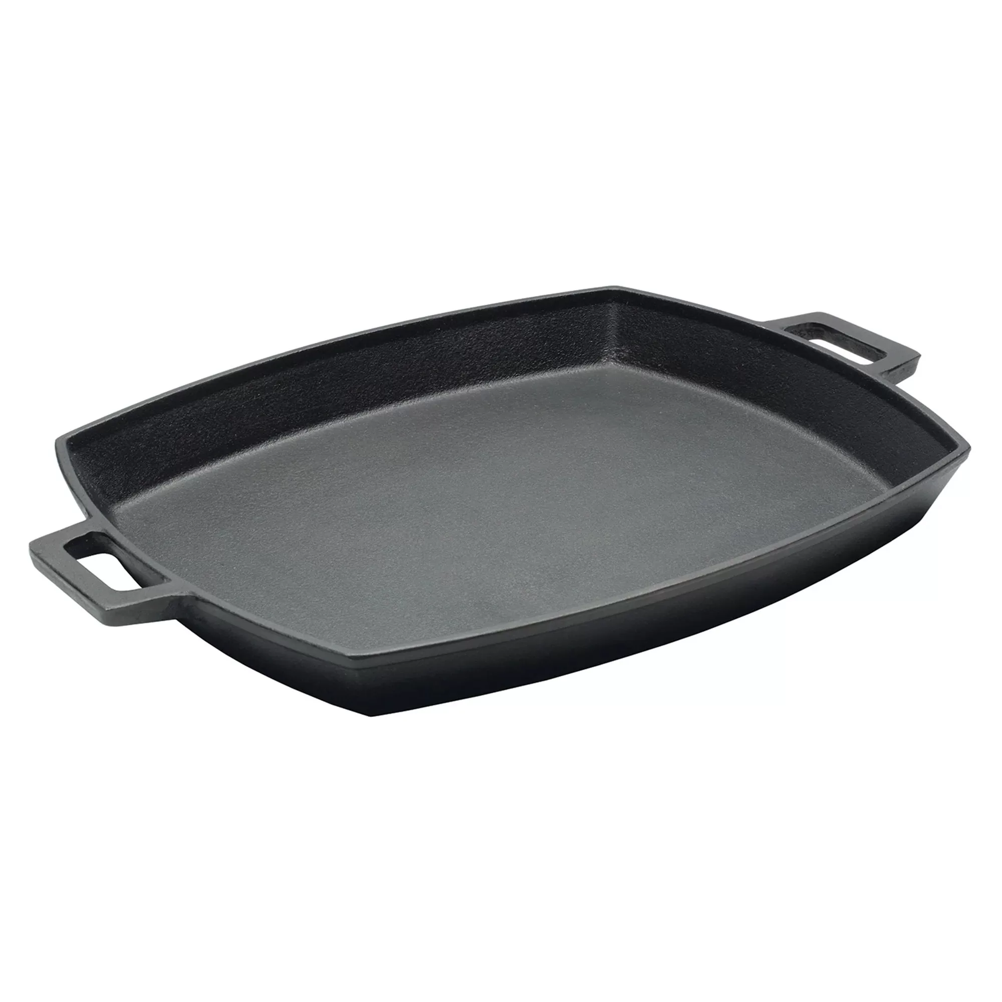 Bayou Classic 12 x 14 Inch Cast Iron Shallow Pan Wide Loop Handles Black
